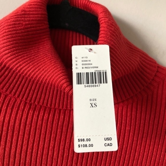 Nwt-Anthropologie “Chelsea” Ribbed Puff Sleeve Lightweight Turtleneck - Picture 7 of 8